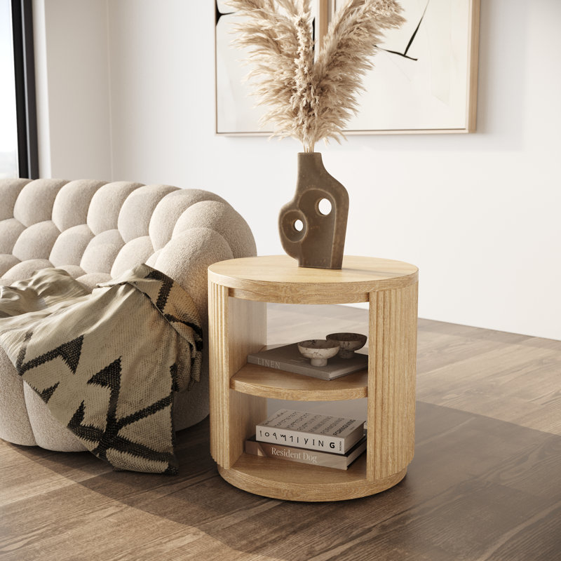 Fitzroy - Table de bout moderne en acacia naturel