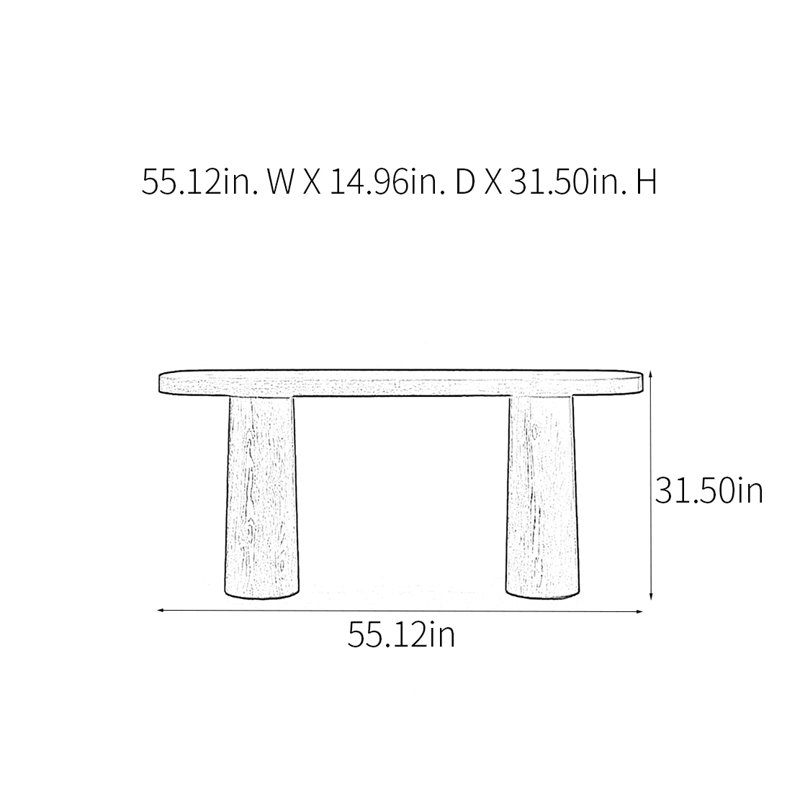 Retro Minimalist Console Table, 31.5" H x 55.12" W x 14.96" D