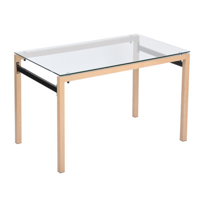 Kevon Glass Top Metal Base Dining Table
