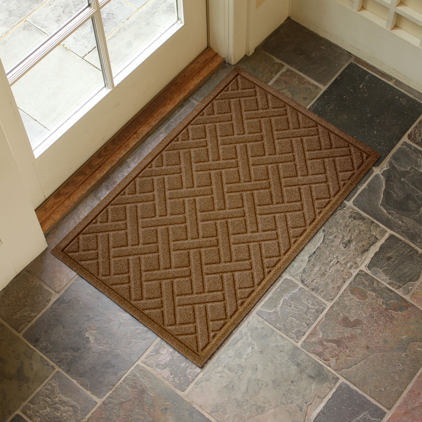 WaterHog Lattice Non-Slip Doormat, 0.375" H x 36" W x 24" D, Dark Brown