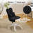 Adjustable Bow Teddy Fabric Bunny Ear Swivel Accent Chair Office Chair For Home Office Vanity-1705689847