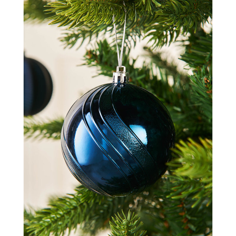 9.29cm Solid Colour Plastic / Acrylic Bauble, Navy Blue
