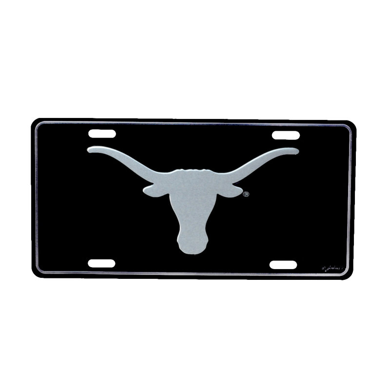 University Of Texas Longhorns Elite Black Mirrored License Plate University Of Texas Longhorns Elite Black Mirrored License Plate