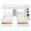 Lit superposé simple au-dessus de simple et simple, lit superposé triple avec tiroirs, escalier avec rangement, tablettes intégrées, blanc-825982469-825982476-825982492