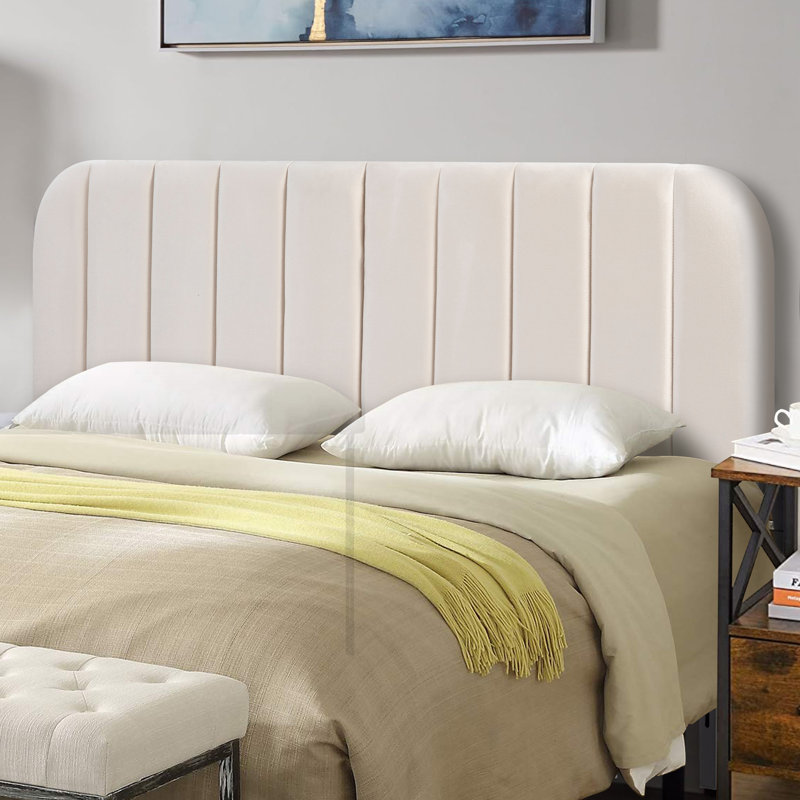 Upholstered Easy Assemble Headboard, Beige, Queen