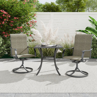 2 - Person Metal Patio Dining Set With Square Table