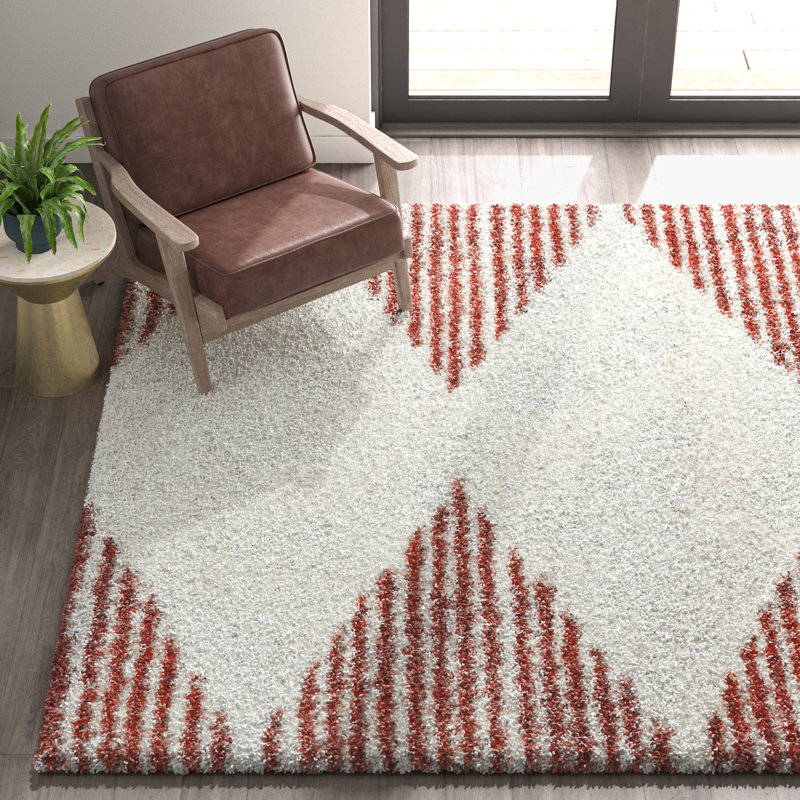 Tapis orange brûlé / ivoire Ashlynn, Rectangle 7 pi 10 po x 10 pi