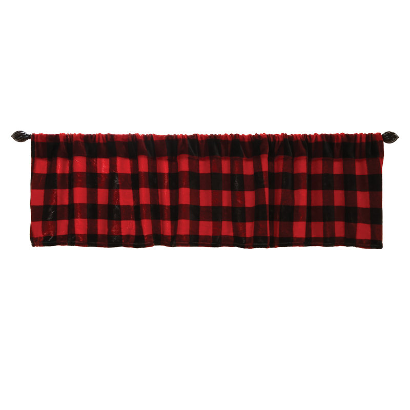Lumberjack Plaid Red and Black Fleece Blackout Valance