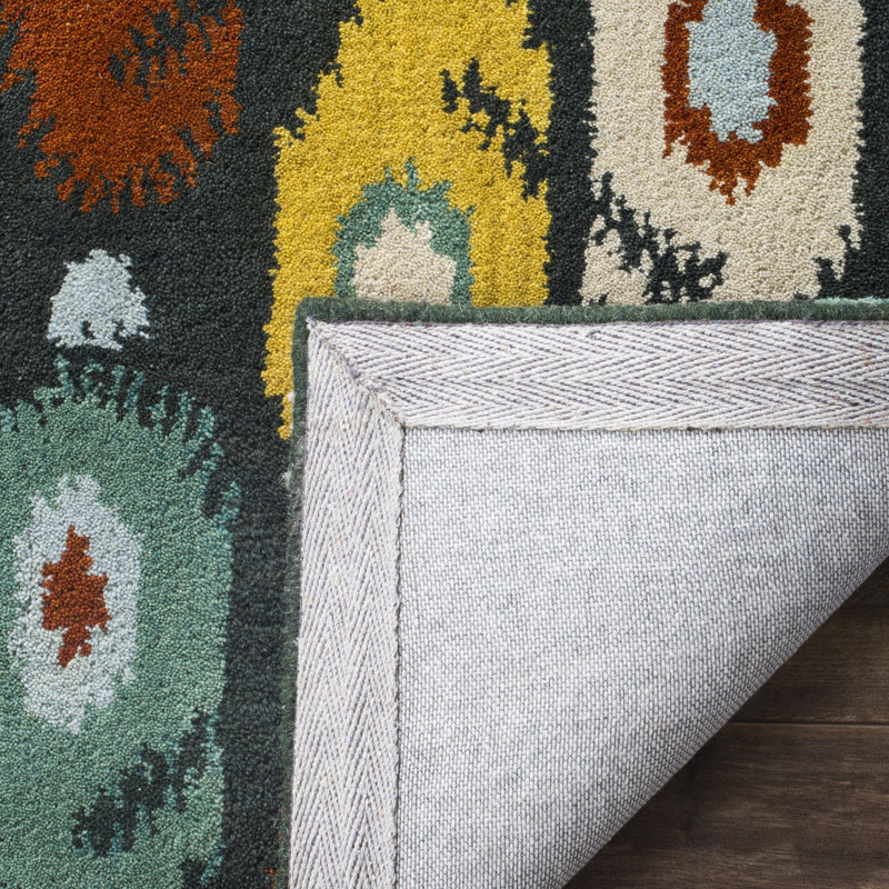 Kline Ikat Hand Tufted Wool Ikat Rug, Round 6'