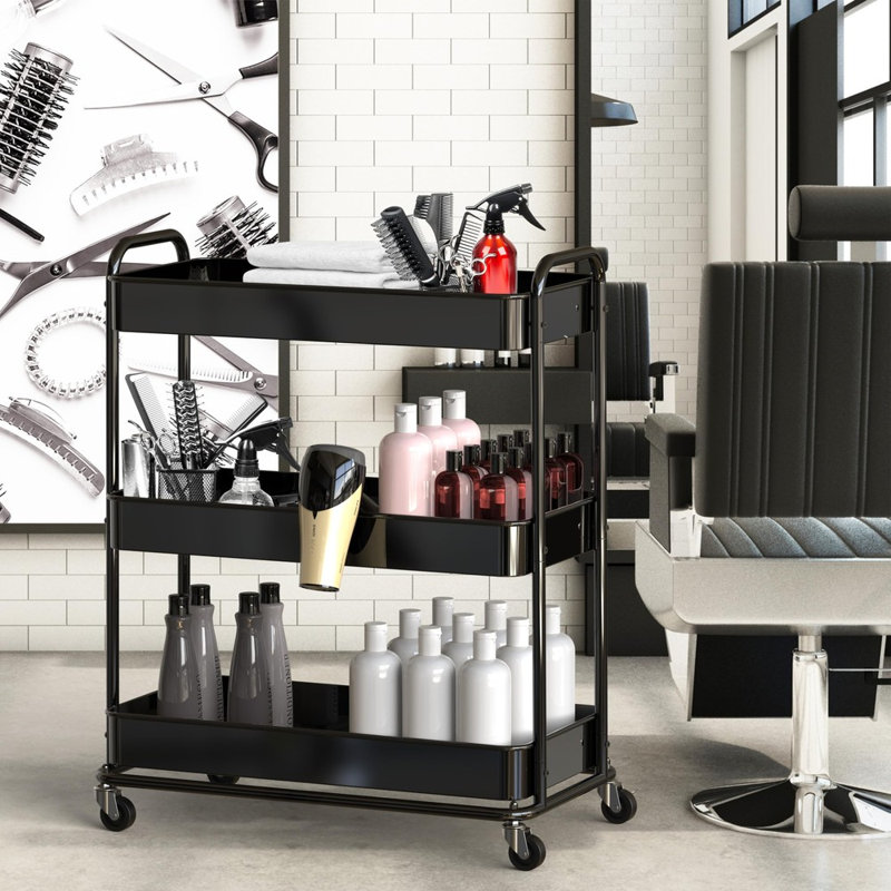 Chariot de rangement roulant 25,5 po 3 niveaux, Noir