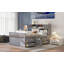 Full Size Captain Platform Bed Frame With Storage Bookcases And Shelves,Four Drawers