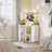 Makarama Corner Makeup Vanity with LED Lights & Charging Station Including Mirror & Stool-638941430