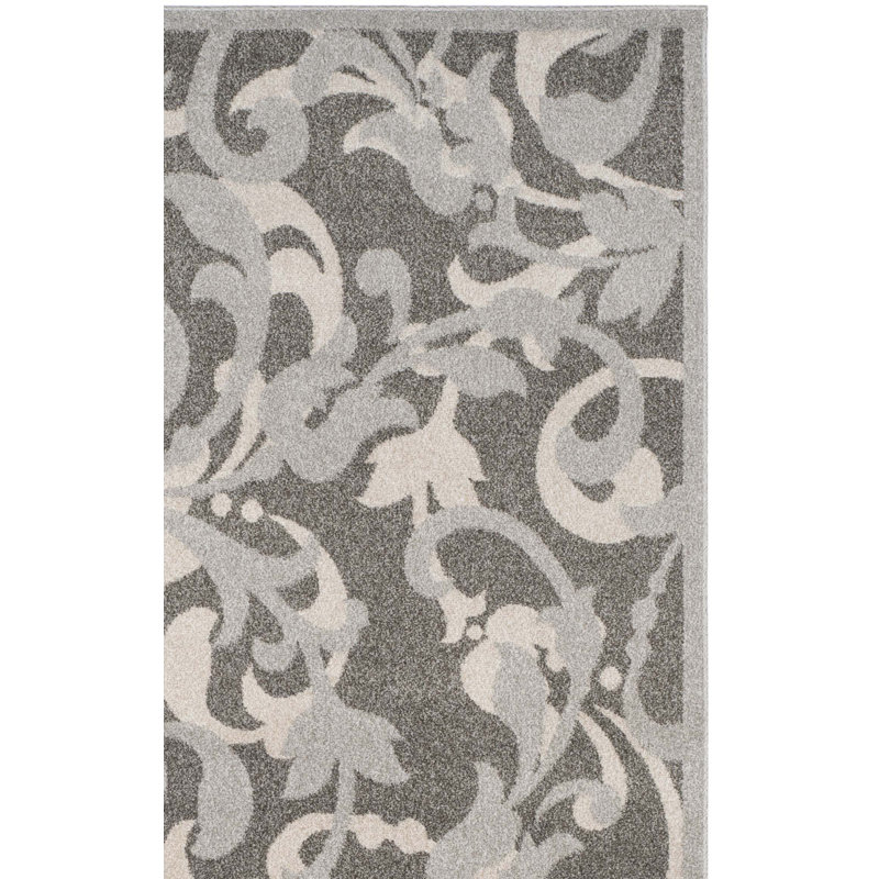 Tapis gris / gris clair à motif floral Ammundsen, Rectangle 3 pi x 5 pi