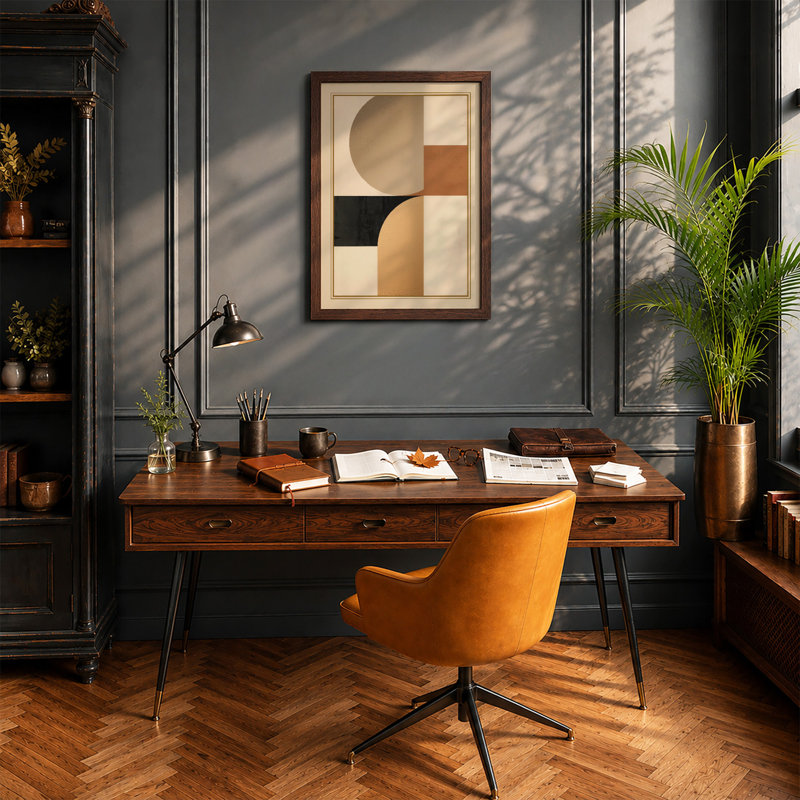 Harmony Geometric - Framed Print, A4 - 29.7 x 21.0 cm, Walnut