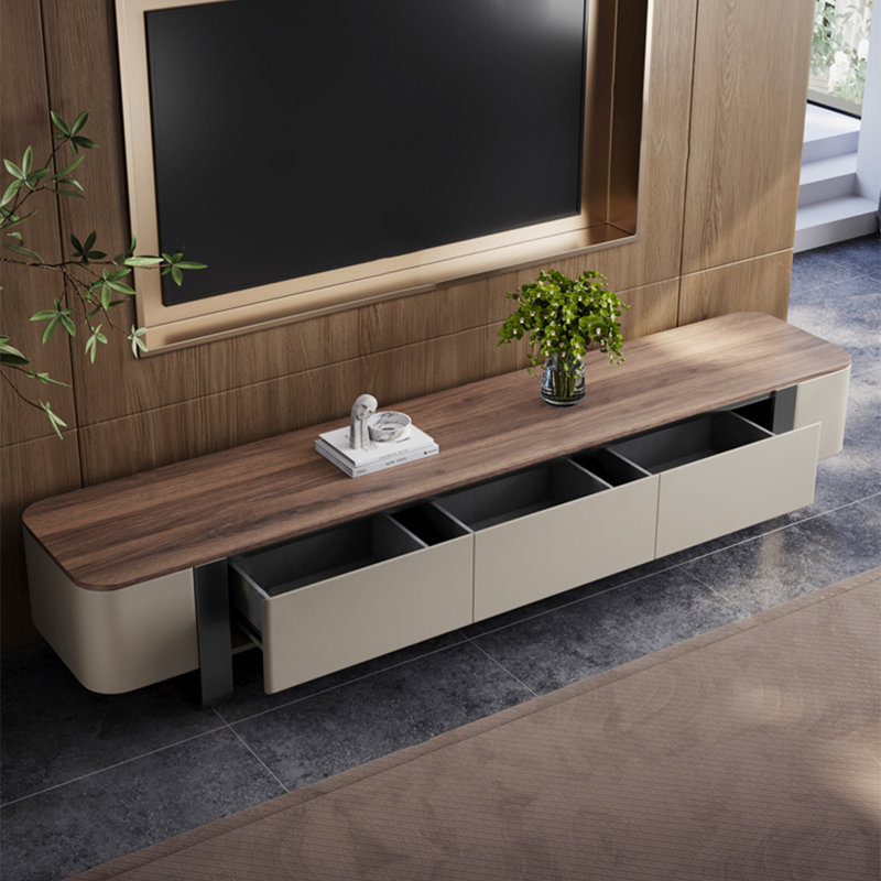 Meuble télé en bois massif de style luxueux, H 15,7 po x L 86,6 po x l 15,7 po