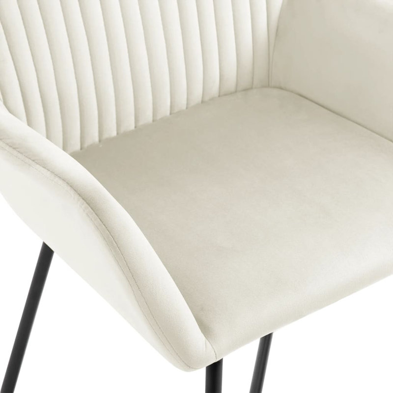 Dining Chairs Upholstered Chair with Metal Legs for Living Room, Cream, 4