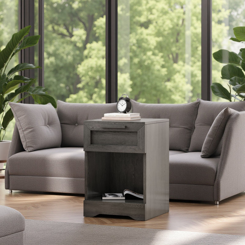 Table de chevet 1 tiroir, Gris