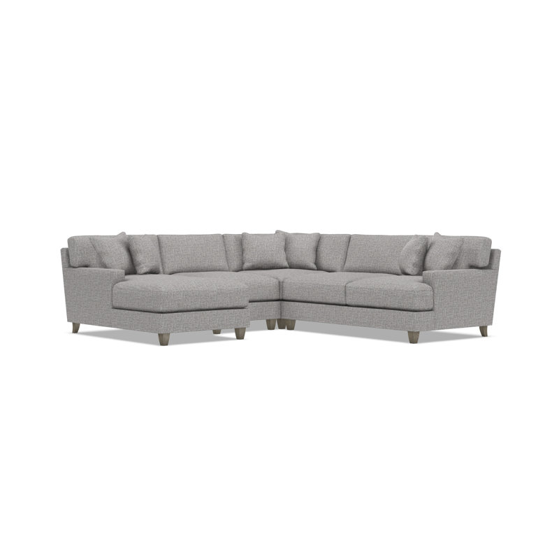 Bernhardt Mila 4-Piece Fabric Sectional, Left Hand Facing, 33.5" H x 107" W x 107" D, Gray Polyester