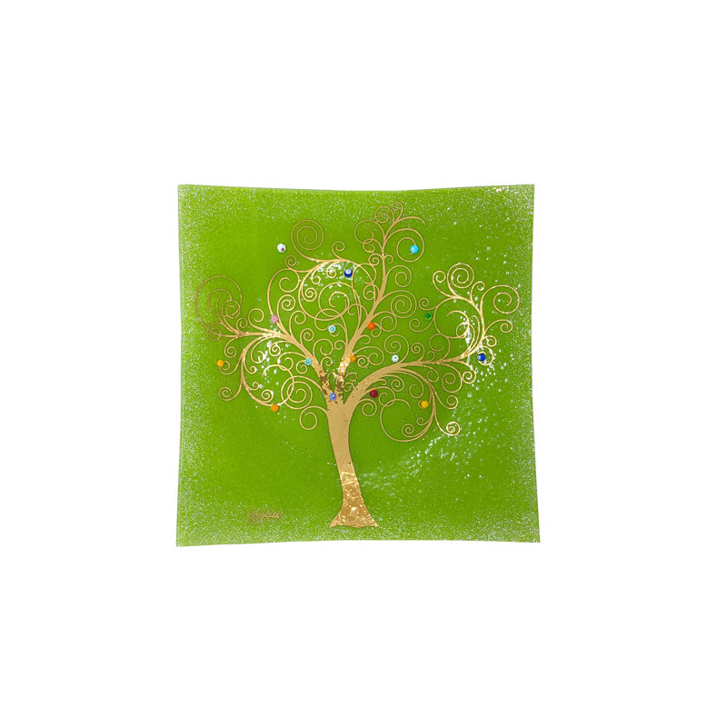 Clinkscales Glass Decorative Plate 1, Green, 2cm H x 29cm W x 29cm D