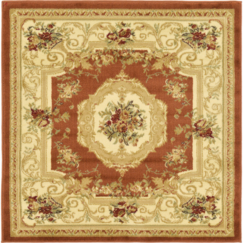 Debora Oriental Area Rug, Square 4'1", Orange
