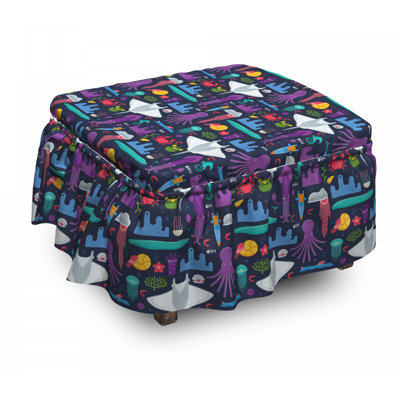 Housse pour repose-pieds de dessin de dessin aquatique exotiques