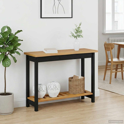 112 cm W Solid Wood Top Console Table