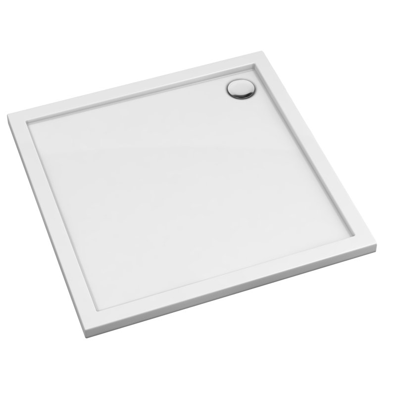 Tipler Plastic Standard Shower Tray - White, 4.5cm H x 80cm W x 80cm D