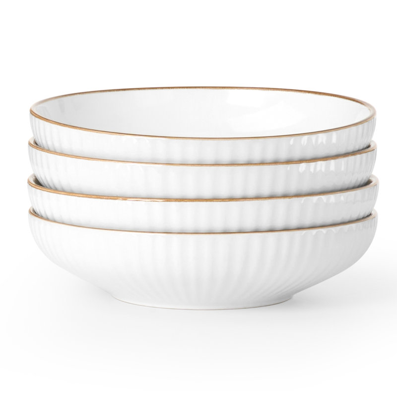 4 Pieces 34oz Stoneware Pasta Bowls - Service for 4, Yellow