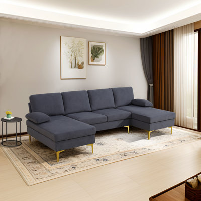 99.5" Wide 3 Pieces U-Shape Modular  Sectional Sofa Set