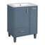 Meuble-lavabo 24 po avec lavabo, armoire de salle de bain avec tablette de porte, tiroir profond, panier coulissant à 2 niveaux, structure en bois massif et panneau de fibres à densité moyenne, un paquet, gris
