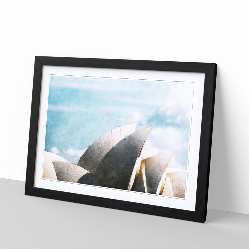 Sydney Opera House In Australia - Single Picture Frame Painting on MDF, 62cm H x 87cm W x 2cm D, Black Framed