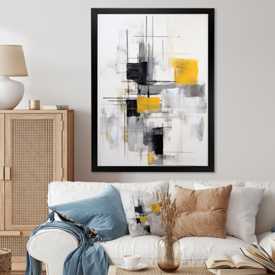 «Freedia» gris jaune, minimalisme pureté de la forme II sur toile