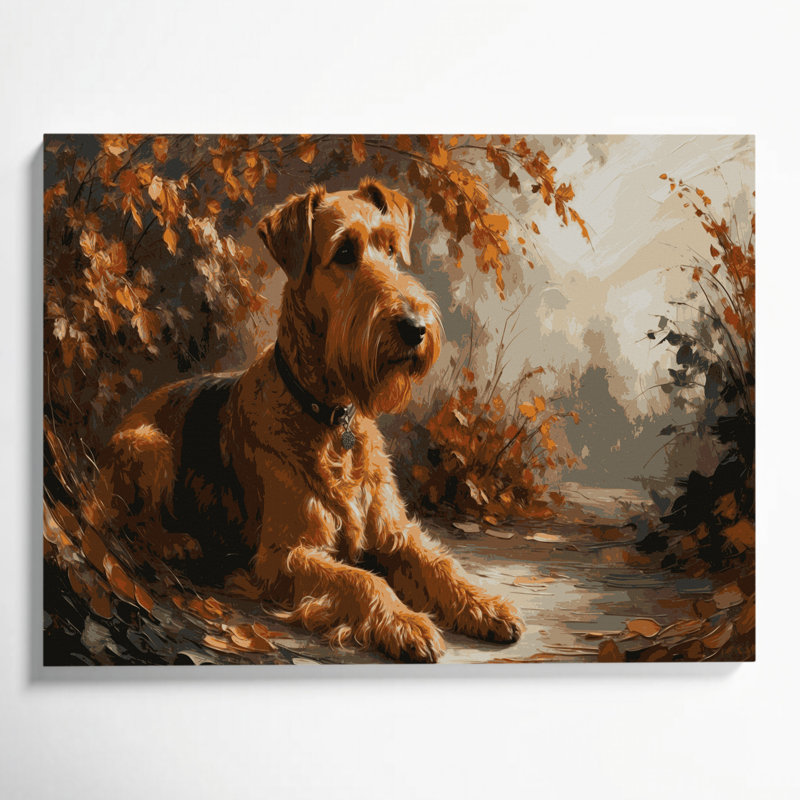 Dogs Airedale Terrier, art mural sur toile brune, H 24 po x l 36 po