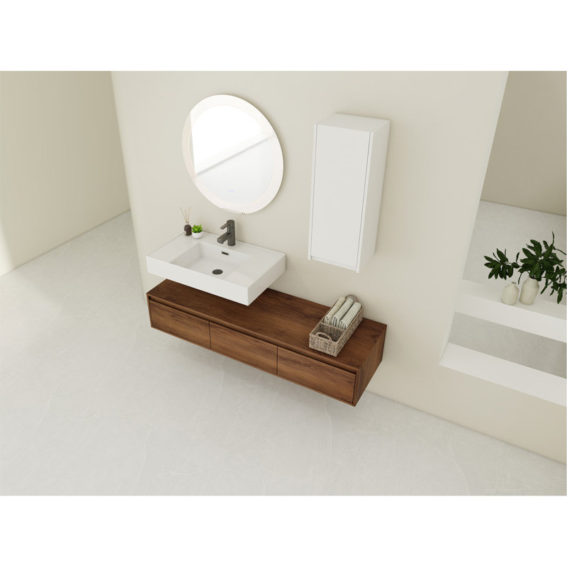 Meuble-lavabo spacieux et élégant avec lavabo en résine durable et rangement abondant