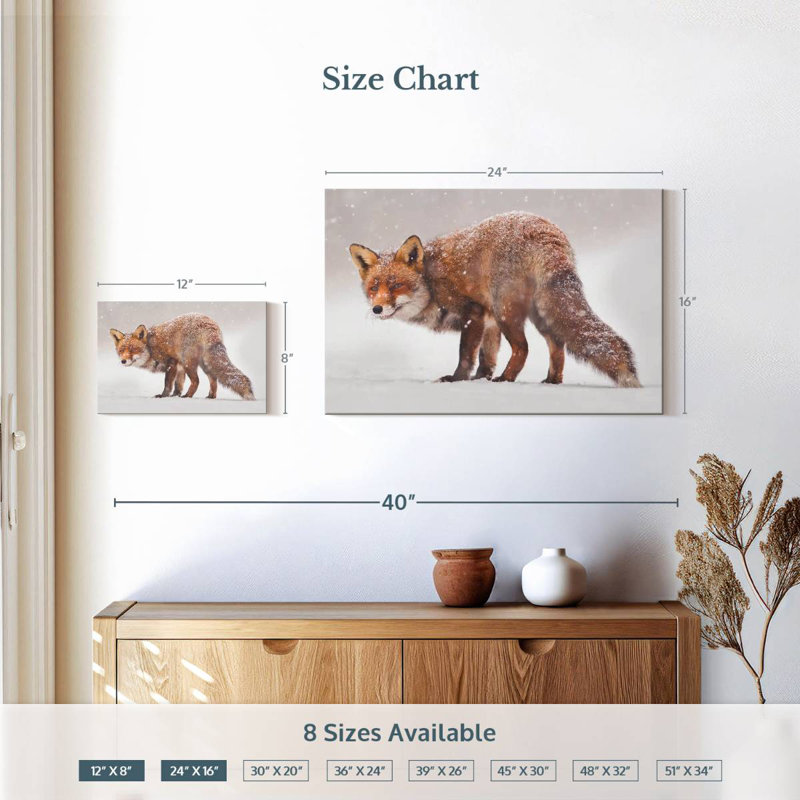 Brampt Snow Fox, 16" H x 24" W