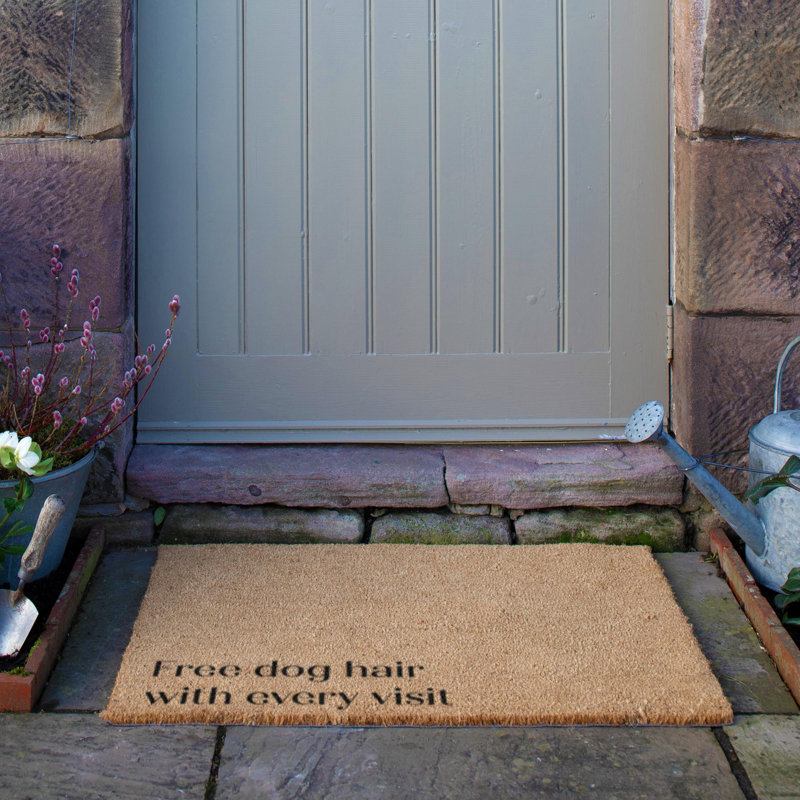 Free Dog Hair With Every Visit Coir Doormat, 90cm W x 60cm L