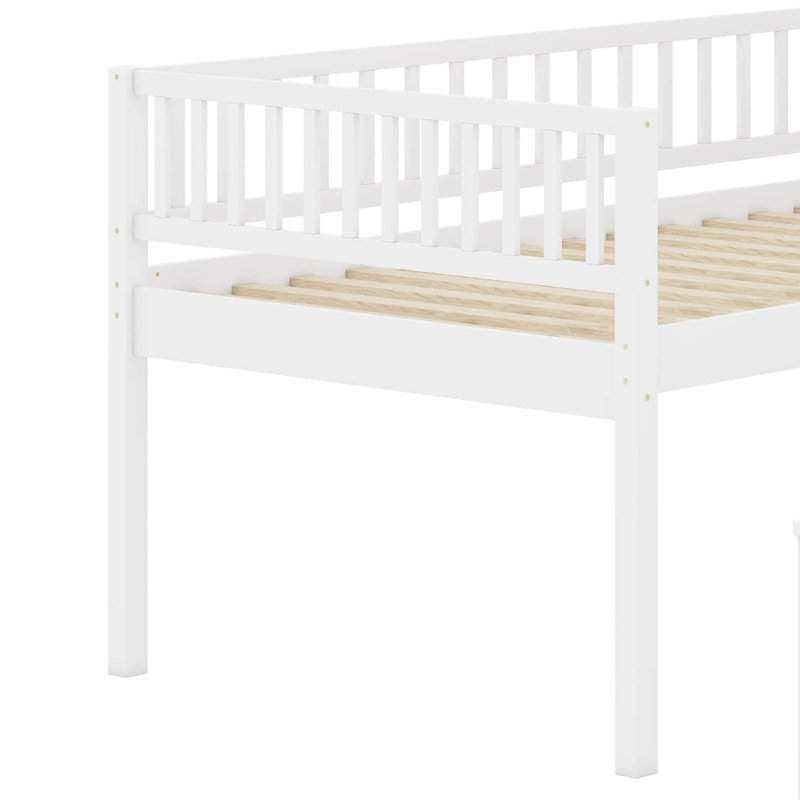 Full XL Over Queen Bunk Bed With Ladder And Guardrails