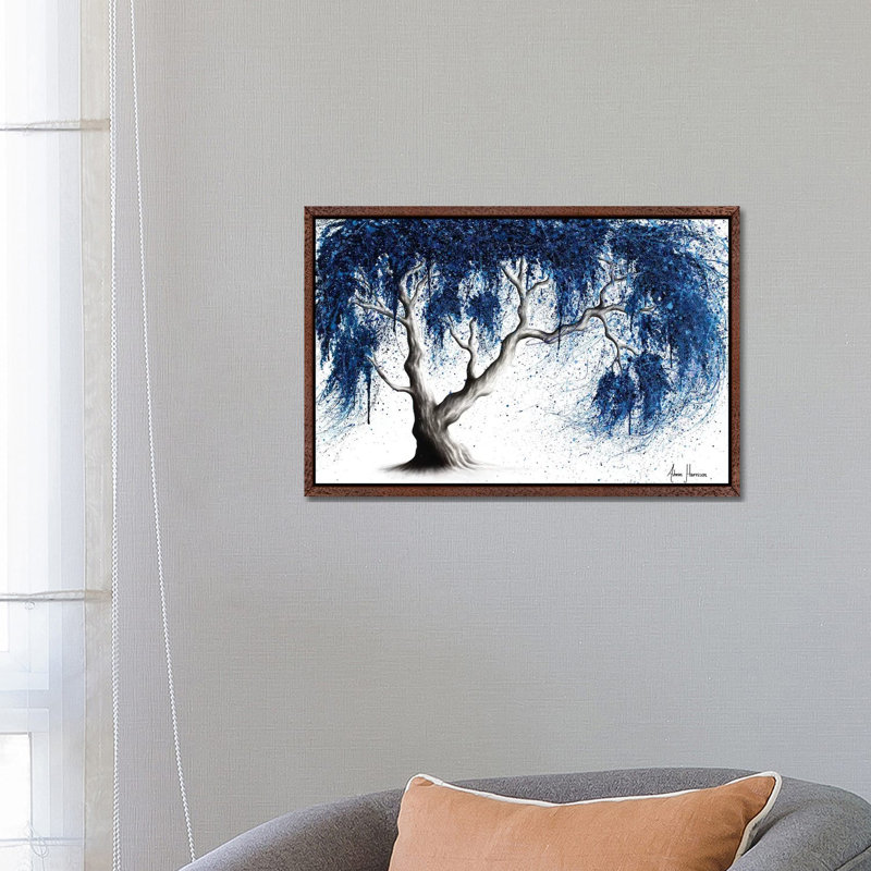 Blue Dream Tree by Ashvin Harrison - Print on Canvas, Classic Brown Wood Framed, 66.04 cm H x 45.72 cm W
