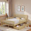 Lit plateforme en bois avec garde-corps et 2 tiroirs de rangement-1129399492