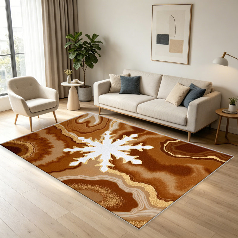 Terracotta Agate Snowflake carpet-easy to clean, machine-washable, soft and comfortable; suitable for door mats, kitchens, living rooms, bedrooms, corridors, and laundry areas. Easy to clean, durable carpet for home decoration.