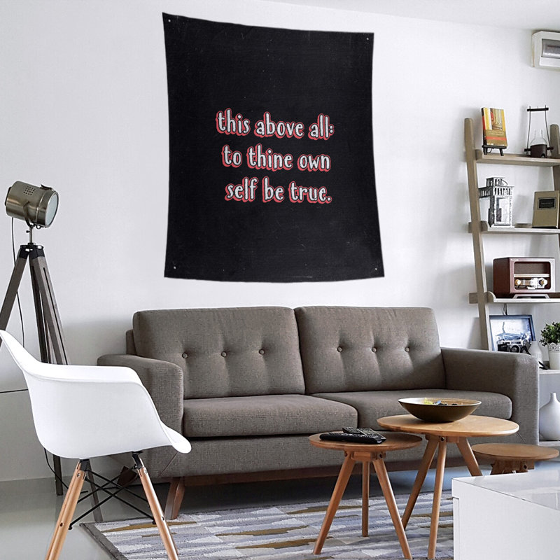 Tapisserie tableau noir en polyester, citation shakespeare, H 60 po x l 51 po, Rouge