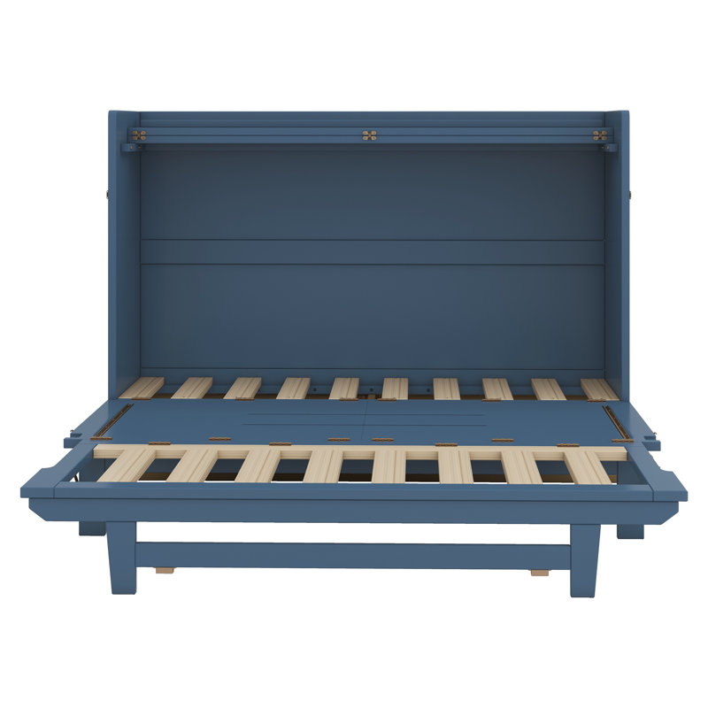 Lit escamotable avec pieds en fer, design moderne, Bleu