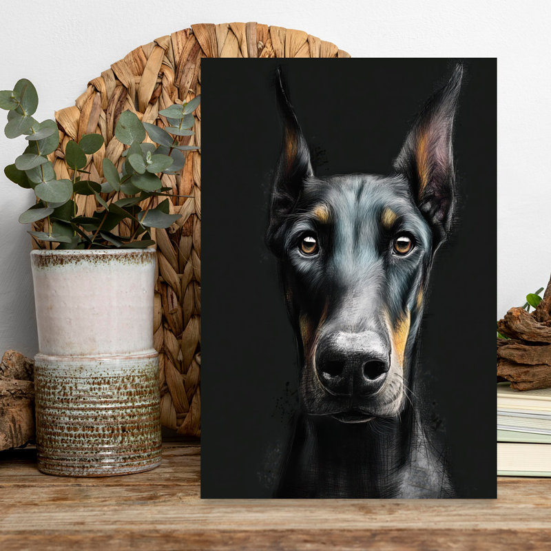 «Doberman Pinscher Dog», art mural contemporain, H 18 po x l 12 po