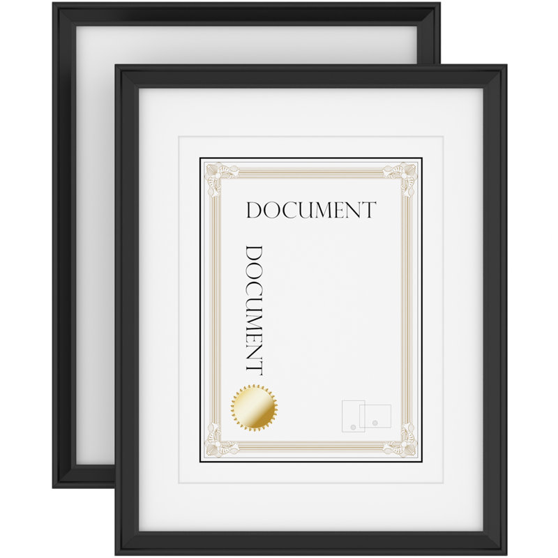 Ensemble de 2 cadres de documents avec passe-partout Windsor, Noir