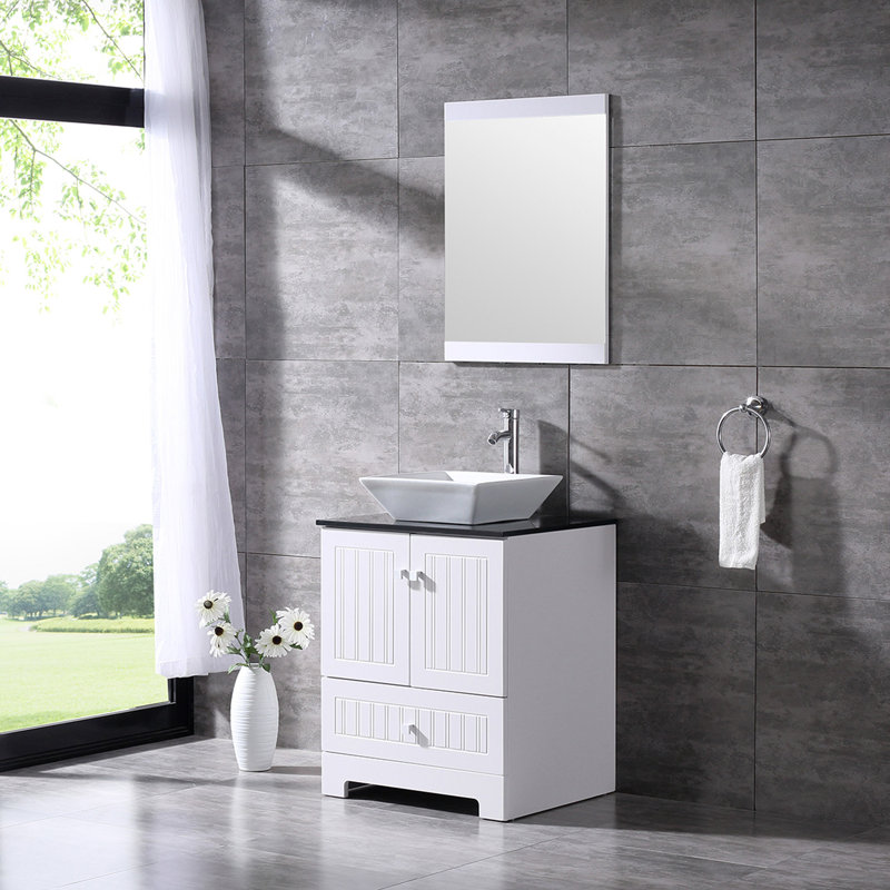 Ensemble de meuble-lavabo simple 25 "avec miroir Brandelynn