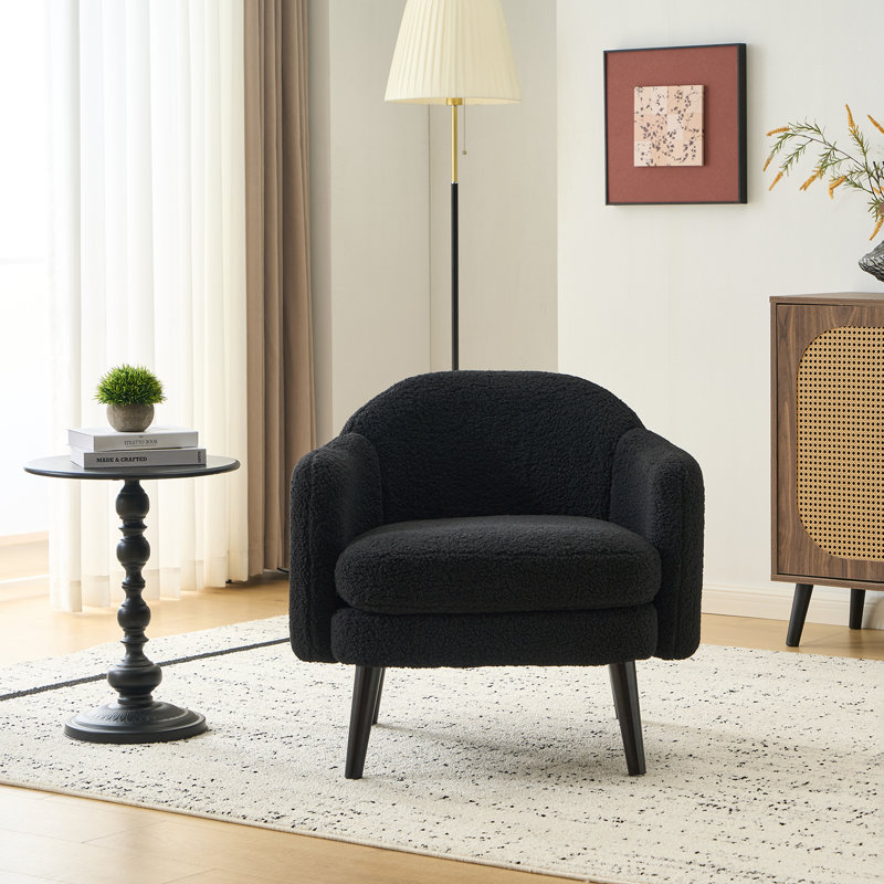 Living Room Corduroy Armchair, Black Teddy