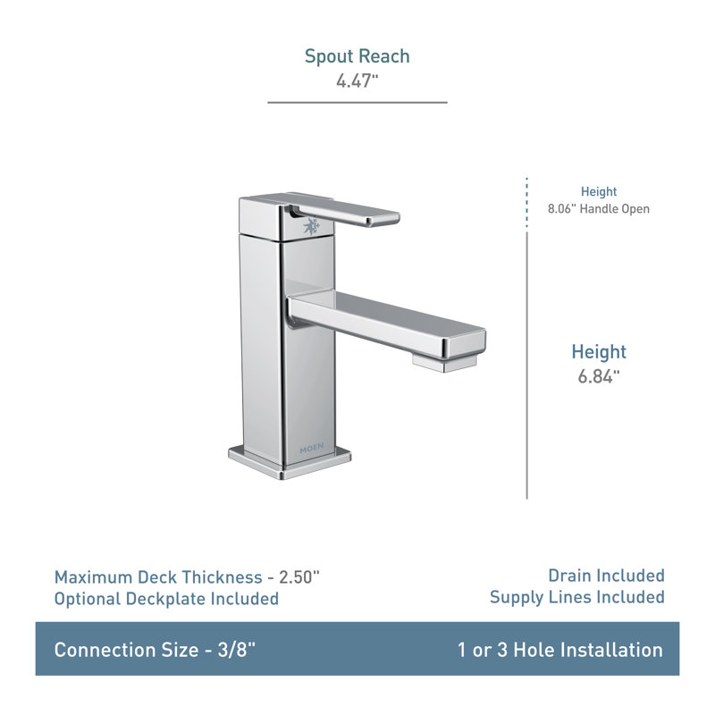 90 Degree Single Hole Bathroom Faucet with Drain Assembly, Matte Black