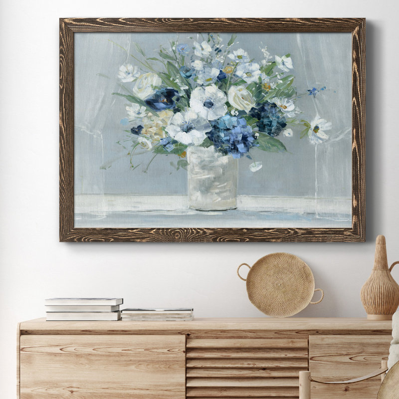 Be Be Blue - Reproduction d'art sur papier encadrée, H 31,5 po x l 23,5 po x P 1,5 po, Toile avec cadre noyer