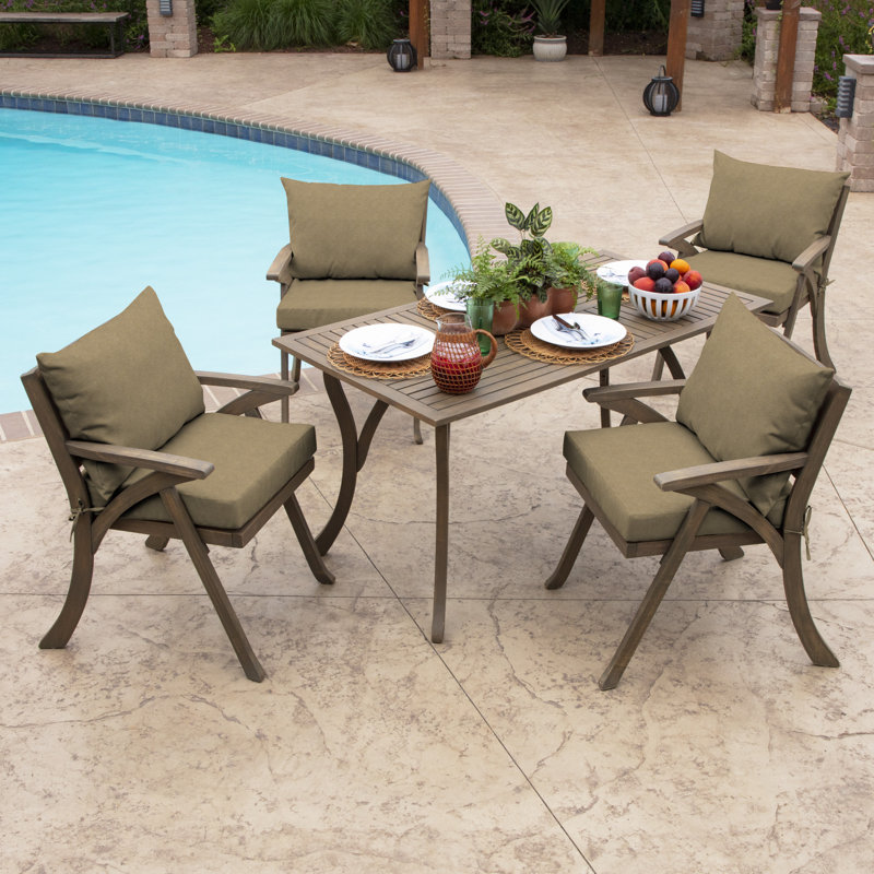 ARDEN Outdoor Dining Chair 4" Cushion, Tan Solid Color