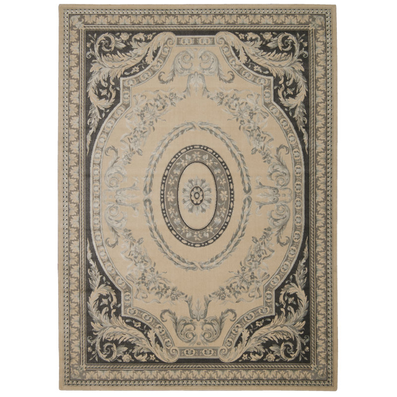 Victorian Elegance Ivory Wool-Blend 7'6" x 10'6" Area Rug